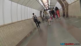 Hot upskirt porn with amateur blonde in a crowded place