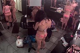 Strippers doing hair and makeup