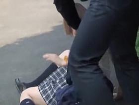 Asian schoolgirl got boob sharked in front of her house