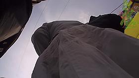 Marvelous panty and fishnet pantyhose up skirt on camera B11C