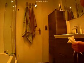 Tight body teen with spied in bathroom