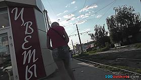 Blonde with bubble ass in a hot upskirt video
