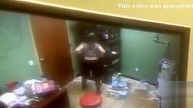 Desperate employee takes a pee in the supply room