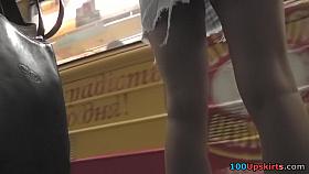 Unbelievably hawt denim upskirt