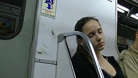 Deep decollete in Saint-Petersburg subway (NOT EROTIC)