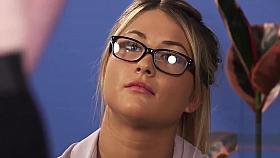 Two cute girls watch guy squirt his load