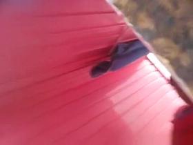 Chubby latin woman spied in pool cabin