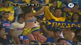 Curvy fangirl shows off her boobs on the football match