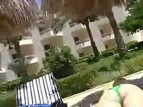 BUTT of HOTTY, laying at the POOL)