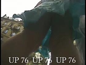 Sexy lady in blue skirt was waiting a bus and got in the upskirt video