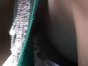 silky green dress downblouse on an hot Asian bit of pussy