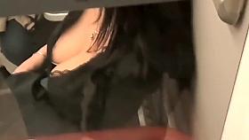 Long-haired goddess in the subway has large breasts