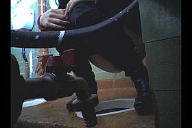 Amateur females in public toilet spread on the voyeur cam