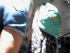 Short dress pink panties upskirted