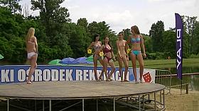 Stunning competitors wear flimsy bikinis to a beauty pageant