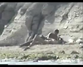 Shy couple caught on the nudist beach