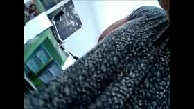 Upskirt cute lady in bookshop + face shot