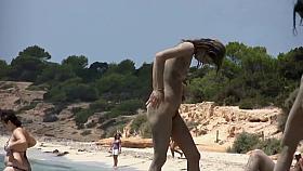 Dirty family naked on beach