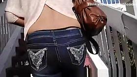 Thong Exposed In Stairs