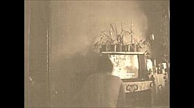 A vintage slutty wife cleaning after gangbang