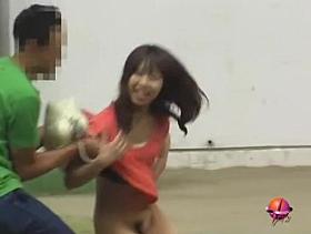 Thin wonderful babe flashes her twat when sharking guy lifts her dress