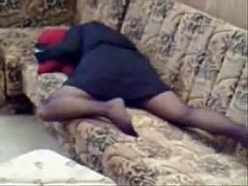 My mummy masturbating in living room. She thought to be home alone