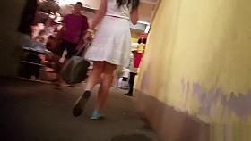 Brunette In White Dress