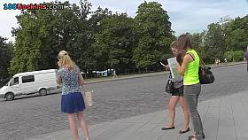 Look up her pleated blue petticoat