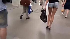 Sexy legs in tight shorts