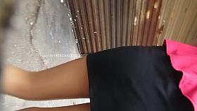 Elegant hot babe with perfect ass and legs giving a surprise