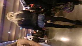 sexy blonde denim short pantyhose