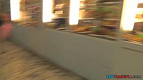 Upskirting g-string footage of a stunning blonde chick