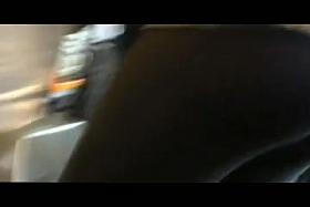 teen in brown tight leggings