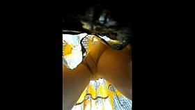 Upskirt Tan Pantyhose, Full Bum Panties