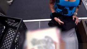 Busty pawnshop amateur doggystyled over desk