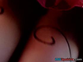 Flower-pattern tights upskirt