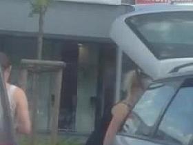 Pregnant teen at the shopping center