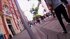 Chubby teen ass in tight jeans shorts