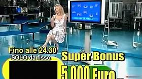 Smoking hot Italian blonde teases with her tits live on TV