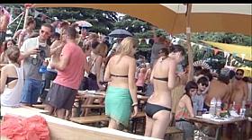 CANDID Gal in Dark Swim Costume with a ideal Body dancing