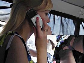 Golden-Haired upskirt with purple panty