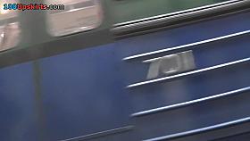 Amateur brunette shows off lingerie in candid upskirts