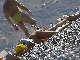 A fascinating nude beach voyeur video