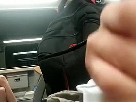Guy masturbates in train