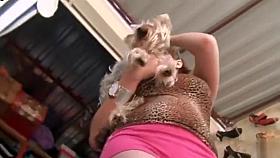 Shooting her massive bottom at the department store