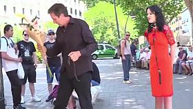 Master fucks brunette in public bar