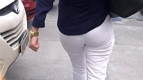 SDRUWS2 - SEE THROUGH WHITE PANTS AND WHITE PANTIES
