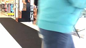 College Teen Tight Jiggly Ass in Grey Spandex