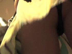 Black thong peeped during a bus ride