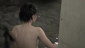 Gorgeous Asian bimbo facing hidden cam and showing nude back nri010 00